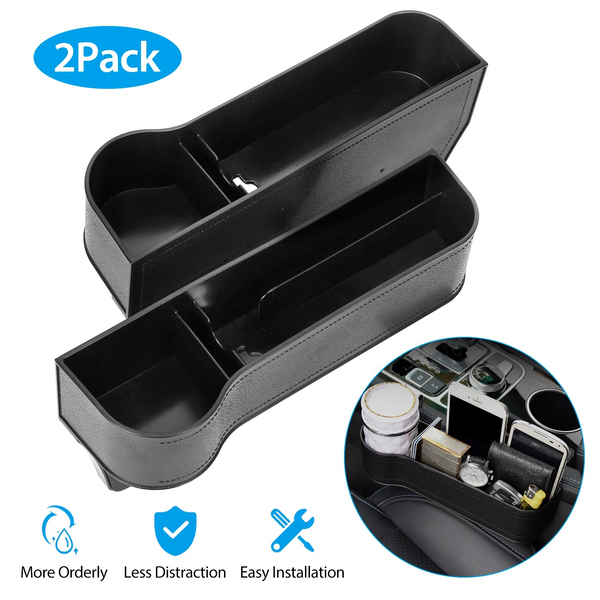 2Pcs Car Console Side Organizer Car Seat Gap Storage Box Pocket Organizer Seat Gap Filler Catch Caddy