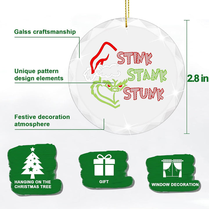 Christmas Ornaments 2021 Pendant 3 Inch Glass for Holiday Christmas Tree Stink Stank Stunk Ornaments Pendant Gifts for Family and Friends (4)