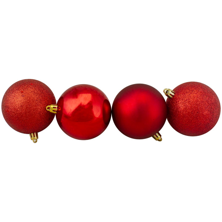 16Ct Shatterproof 4-Finish Christmas Ball Ornament Set 3" - Red