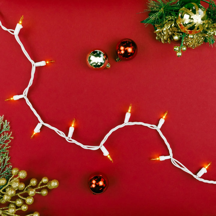 Mini Christmas Lights - Yellow - 20.25' White Wire - 100Ct