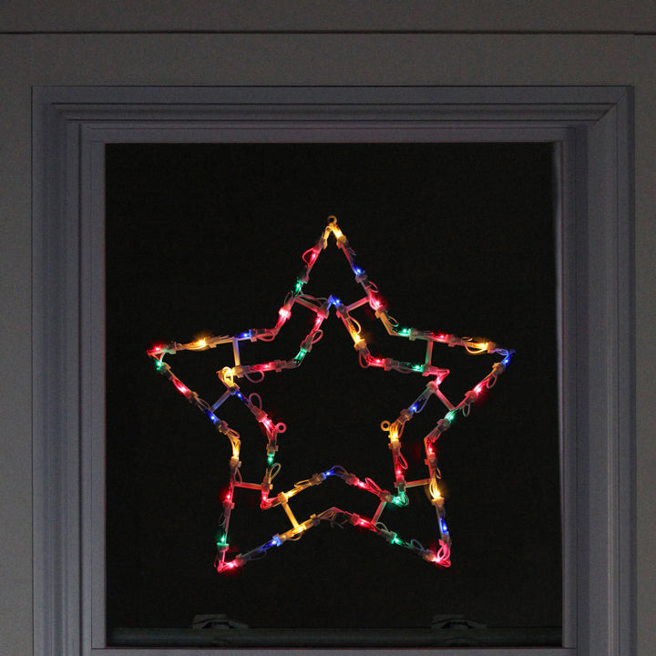 Lighted Star Christmas Window Silhouette Decoration - 16" - Multicolor Lights