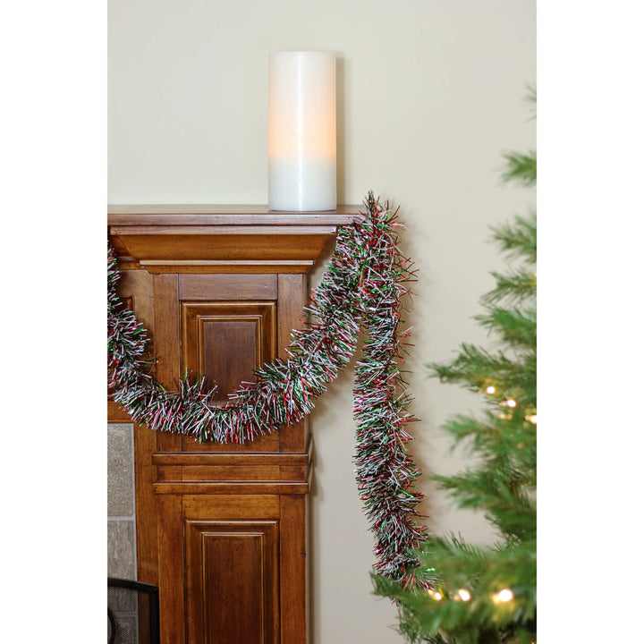 50' X 4" Unlit Shiny Red/Green Tinsel Christmas Garland