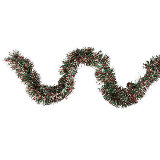 50' X 4" Unlit Shiny Red/Green Tinsel Christmas Garland