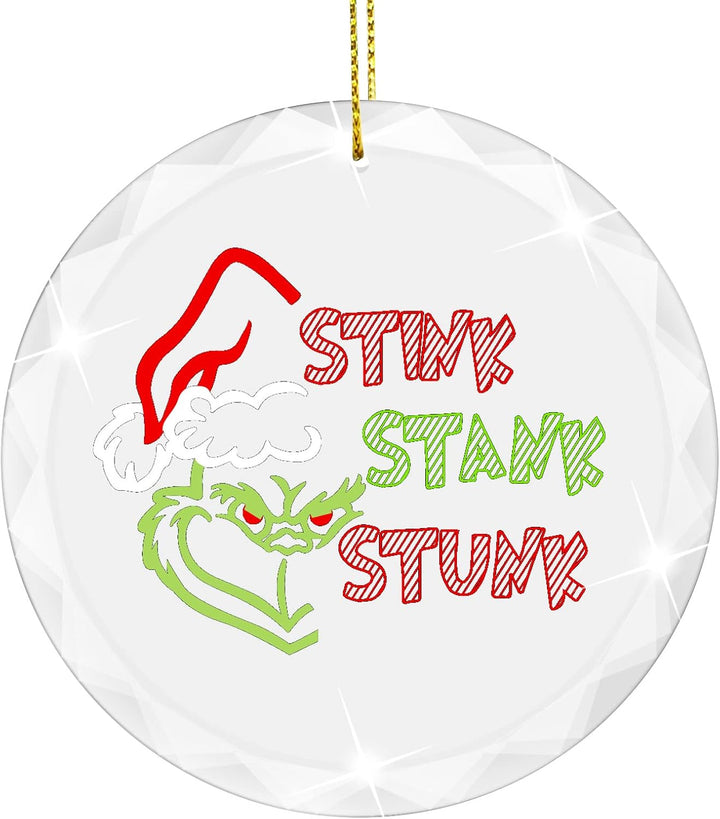 Christmas Ornaments 2021 Pendant 3 Inch Glass for Holiday Christmas Tree Stink Stank Stunk Ornaments Pendant Gifts for Family and Friends (4)