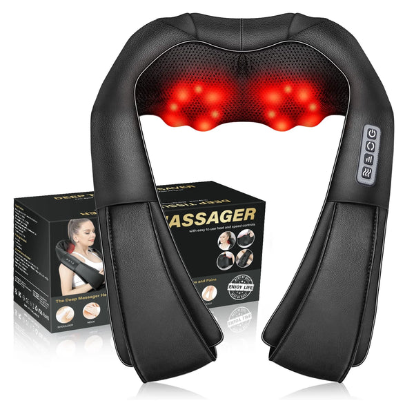 Shiatsu Neck Shoulder and Back Massager with Heat, Electric Deep Tissue 4D Kneading Massage