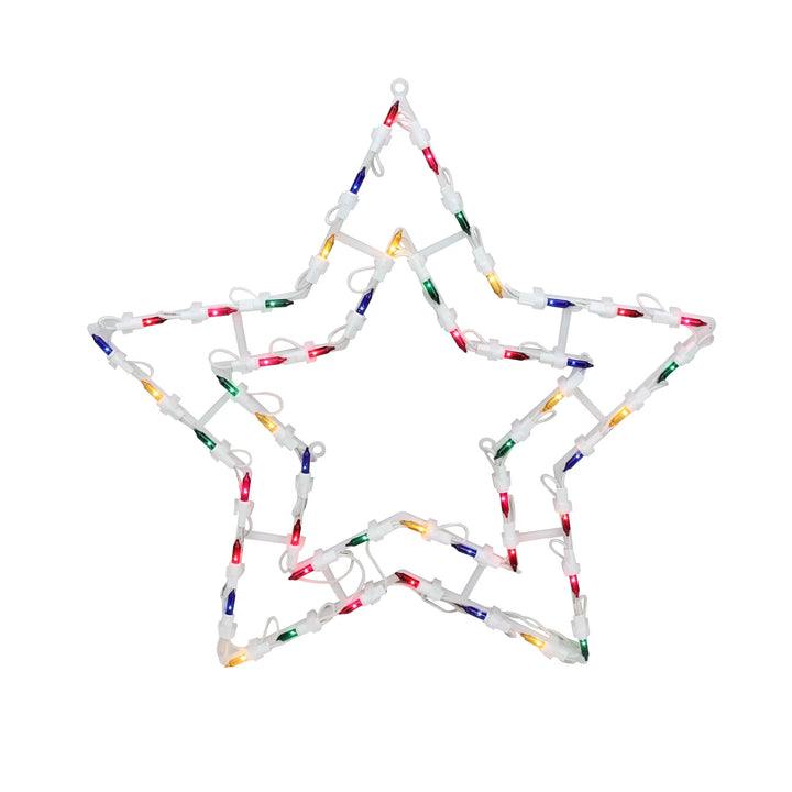 Lighted Star Christmas Window Silhouette Decoration - 16" - Multicolor Lights